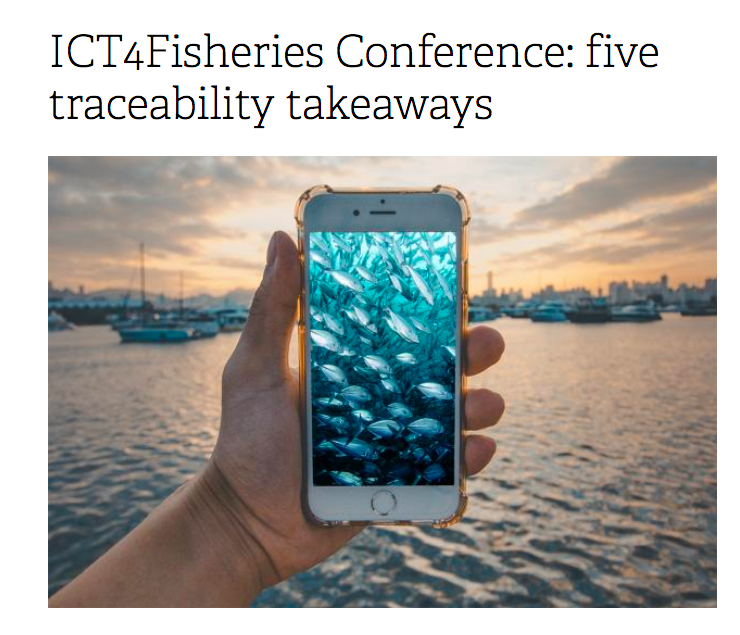 screen shot of title with picture of someone holding a phone showing a picture of fish