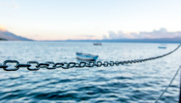 chain on boat with boat in background