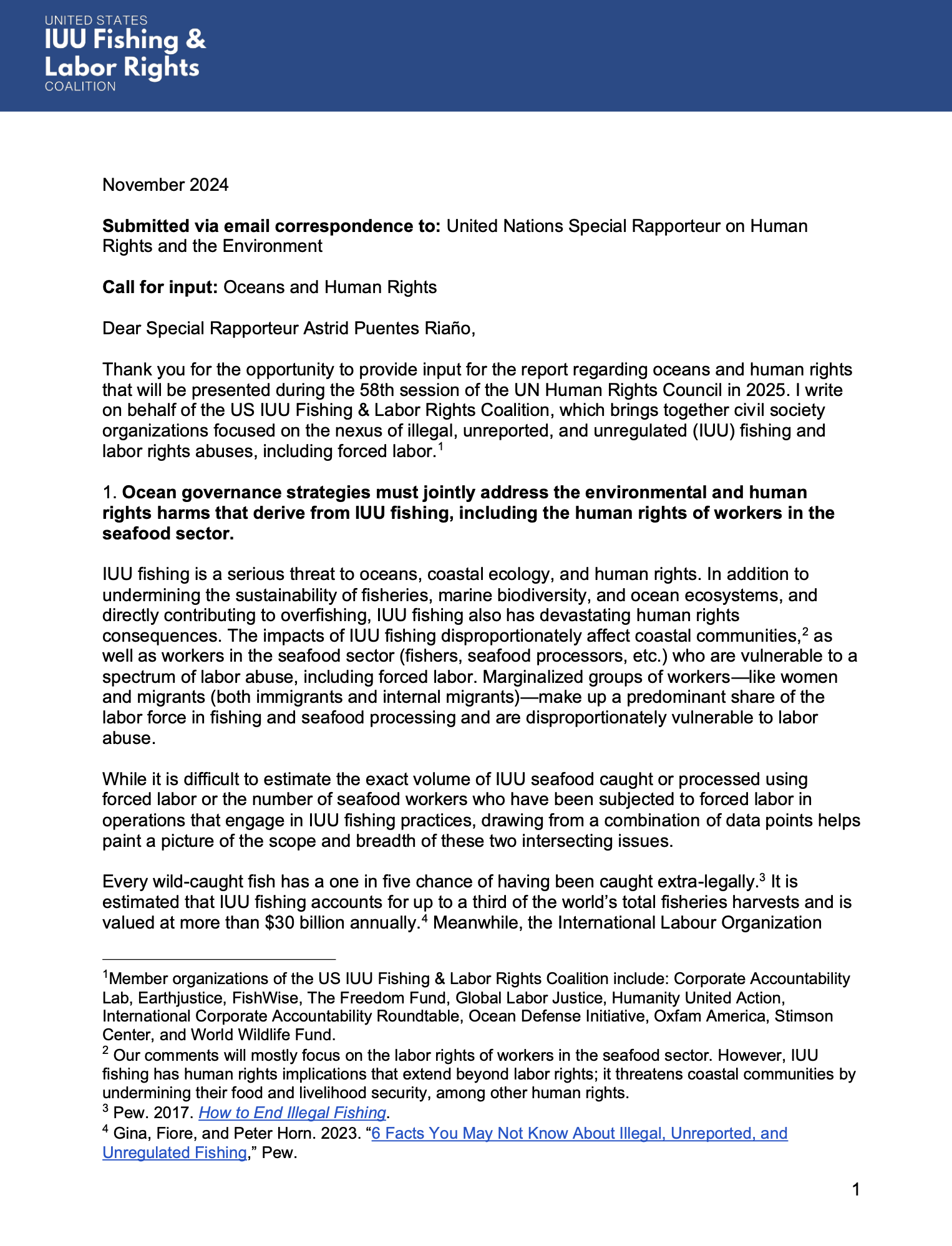 Input on the United Nations Special Rapporteur on Human Rights and the ...